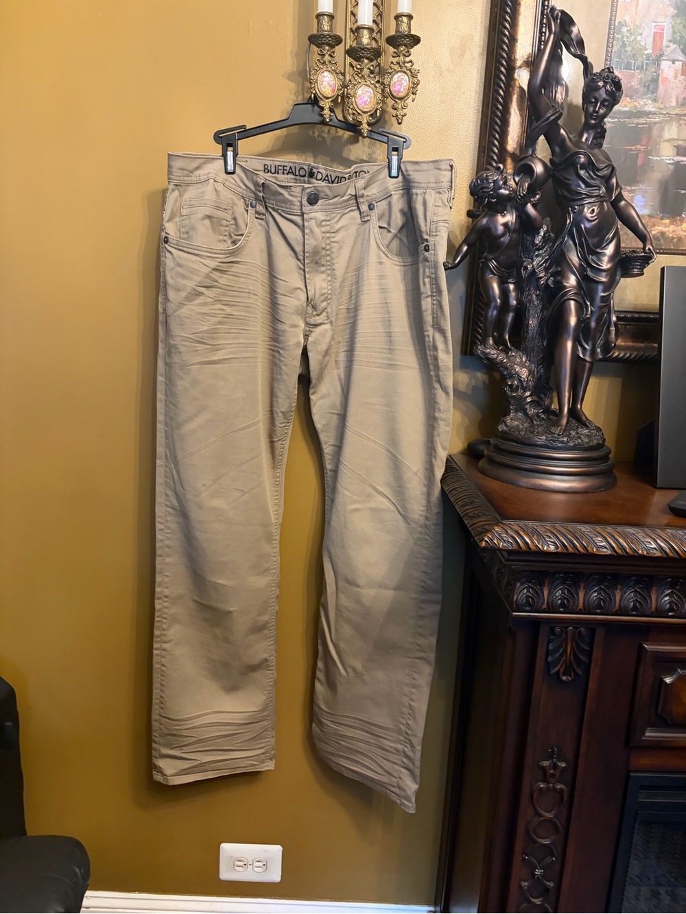 Buffalo David Bitton Beige Straight-Leg Pants